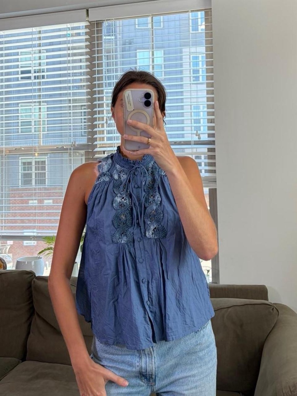 free people blue sleeveless top
